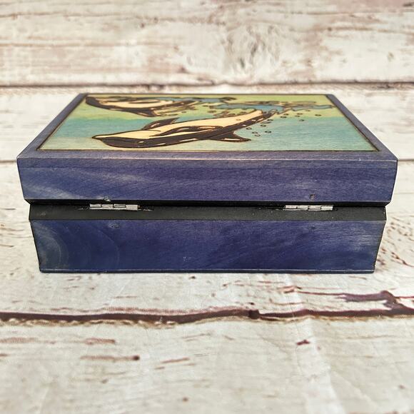 Vintage Dolphin Polished Jewelry Keepsake Trinket Box - Picture 9 of 10